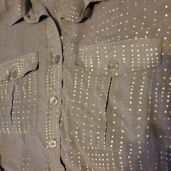Ellen Tracy sheer button up longsleeve - Picture 3 of 6